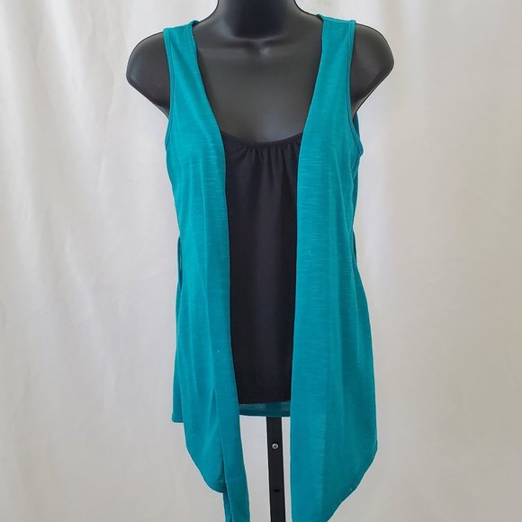 2 in 1 Teal Cardigan with built in Black Camisole - Picture 3 of 10